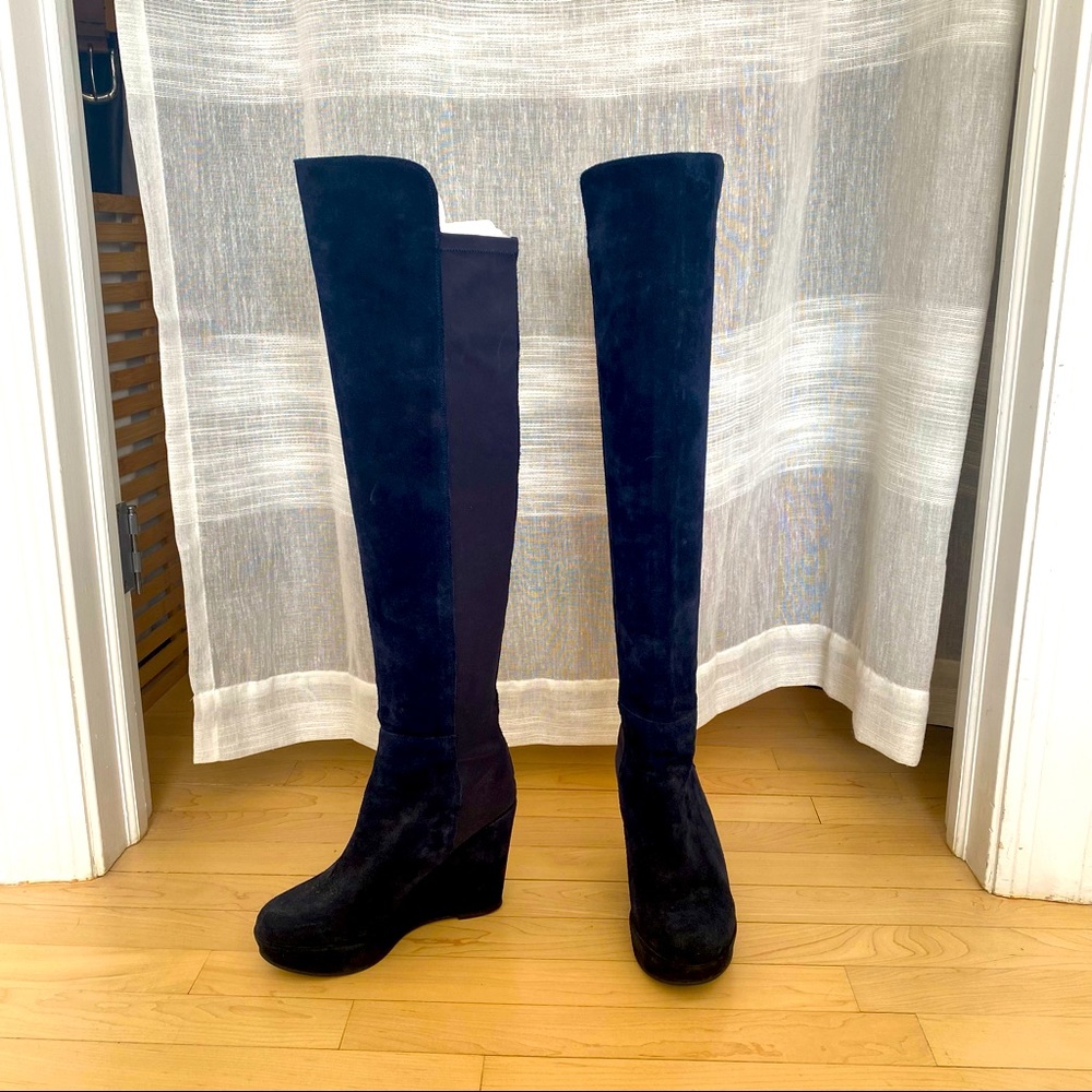 Suede navy over the knee boot size 39